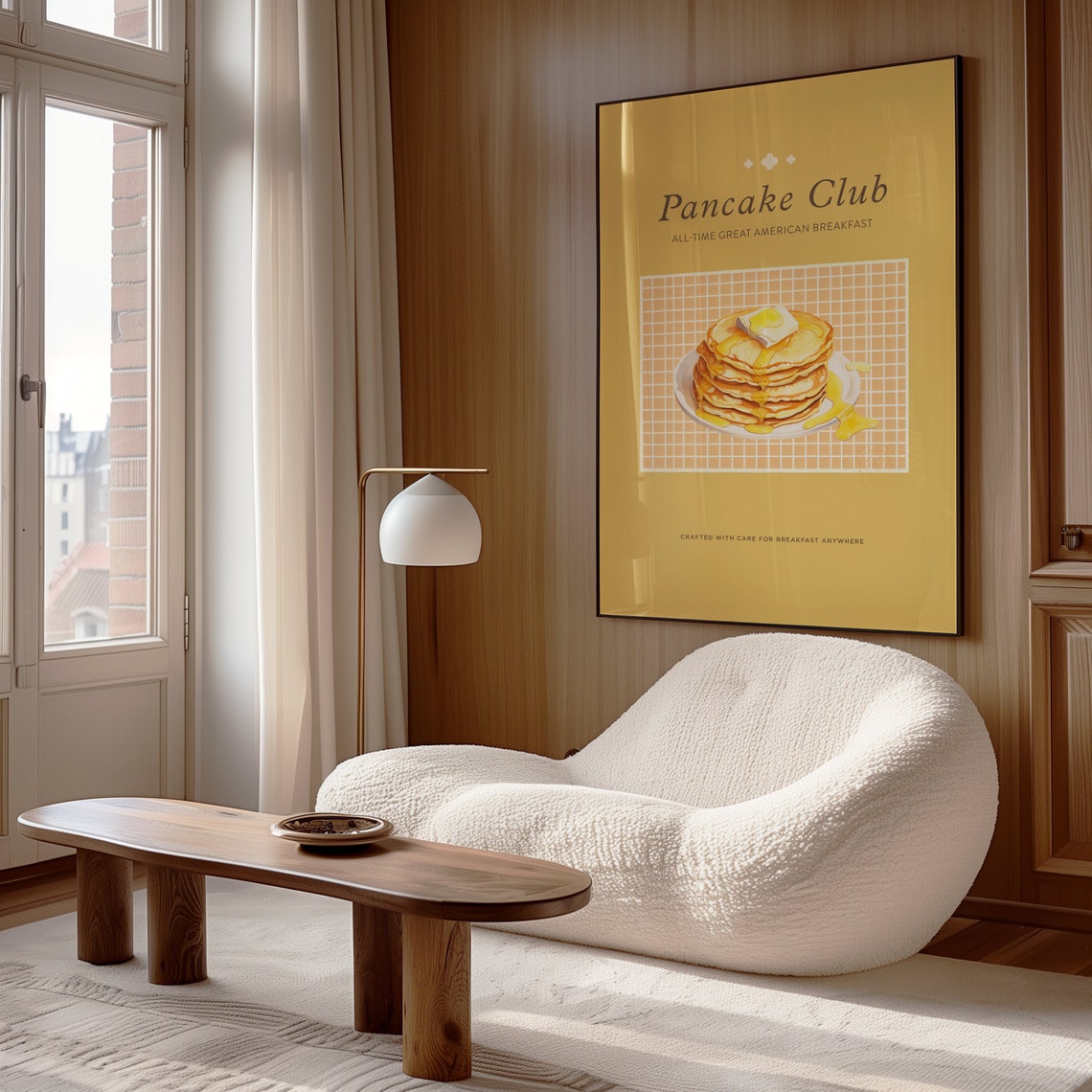 Pancake Club American Breakfast Stack Retro Yellow Kitchen Food Poster - Image 4