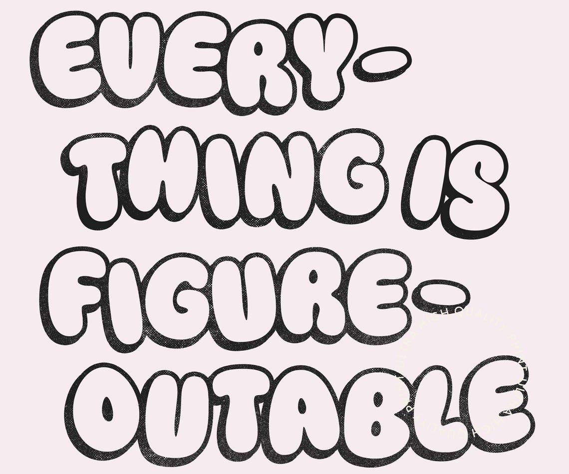 Everything Is Figureoutable Black Bubble Letters Minimal Quote Art - Image 5