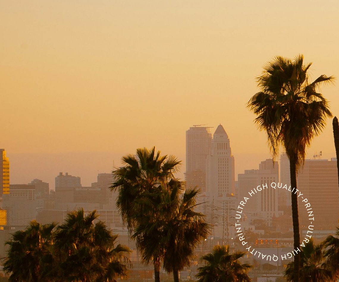 Los Angeles California Palms Sunset Downtown Skyline Travel Poster - Image 5
