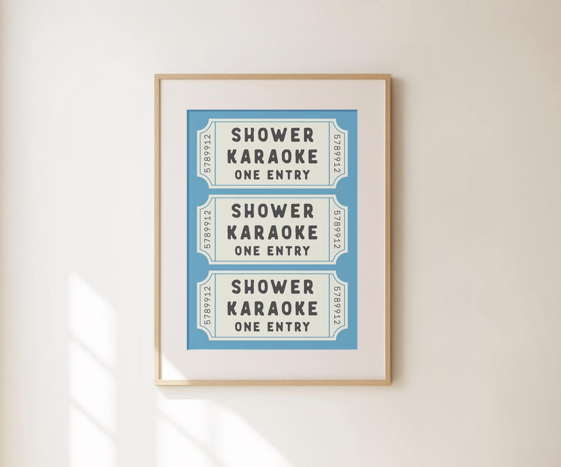 Shower Karaoke Ticket Print Bathroom Decor Aesthetic Shower Singing Poster Retro Preppy Bathroom Art Cute Wall Art - Image 3