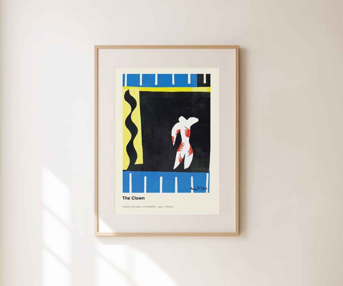Henri Matisse The Clown 1947 Paper Cutout Blue Black Lithograph Art Print - Image 2
