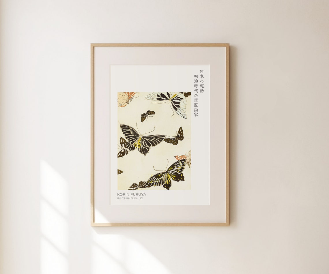 Korin Furuya Japanese Butterfly Art Print 1901 Bijutsukai Wall Decor - Image 2