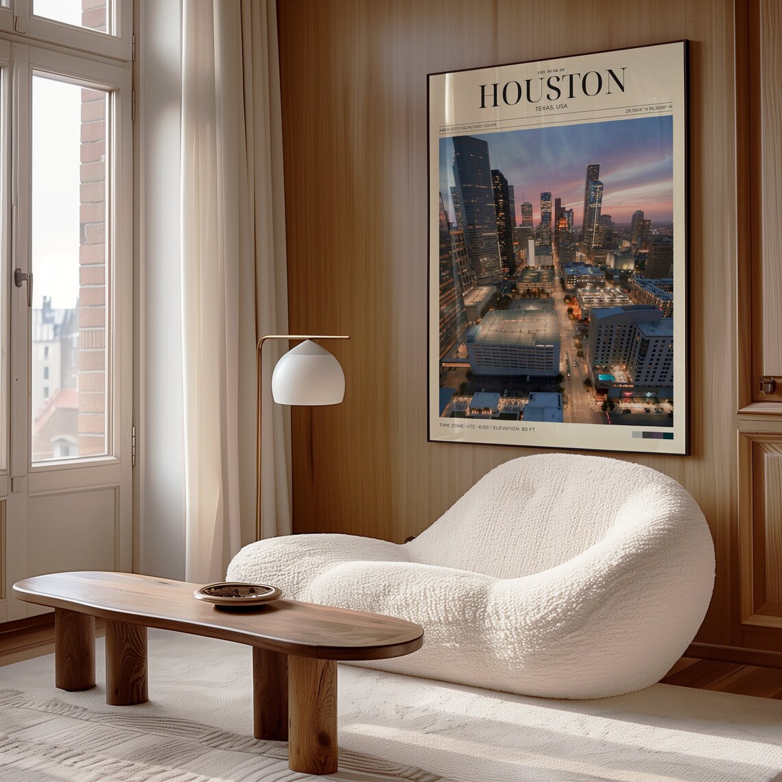Houston Texas Dusk Skyline Aerial City Lights Panorama Travel Poster - Image 4