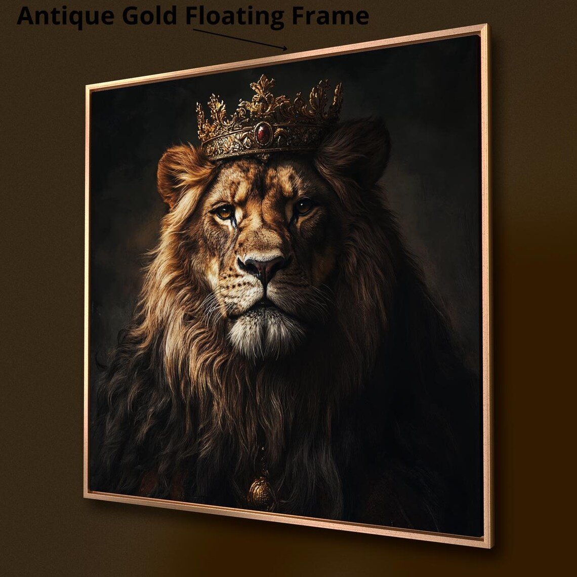 Majestic Lion With Crown, Wildlife Wall Art Print - Image 3