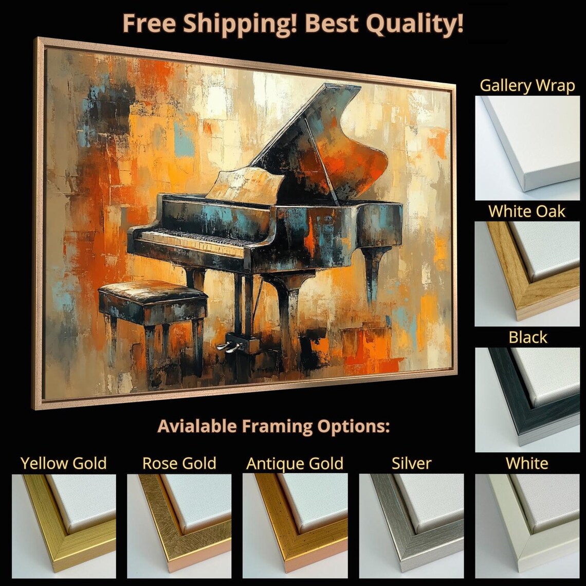 Grand Piano Abstract Art Print, Music Wall Decor - Image 6