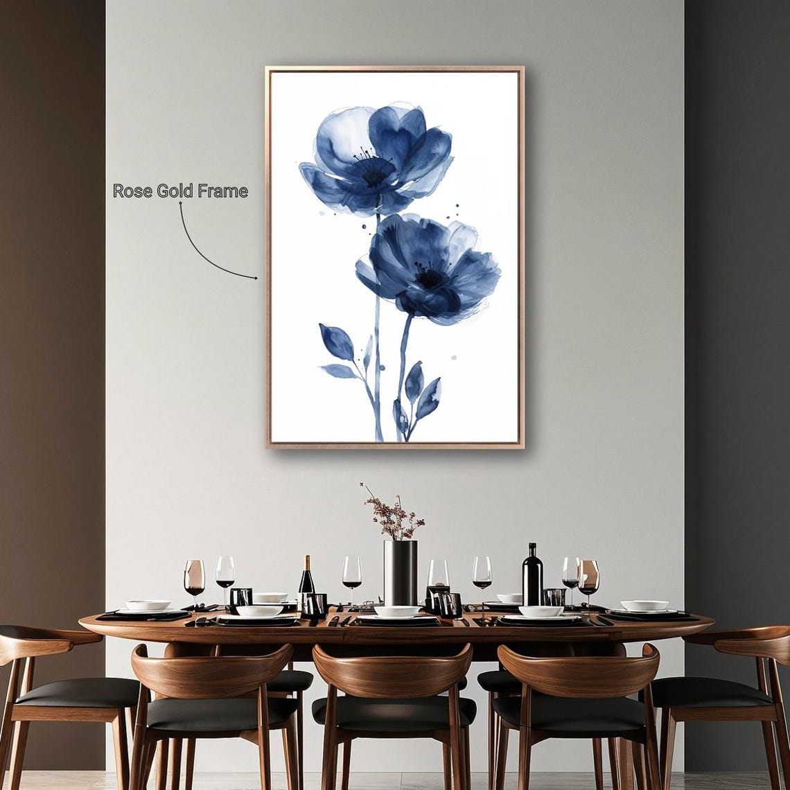 Blue Watercolor Flowers Bloom Pair Botanical Minimalist Poster - Image 5