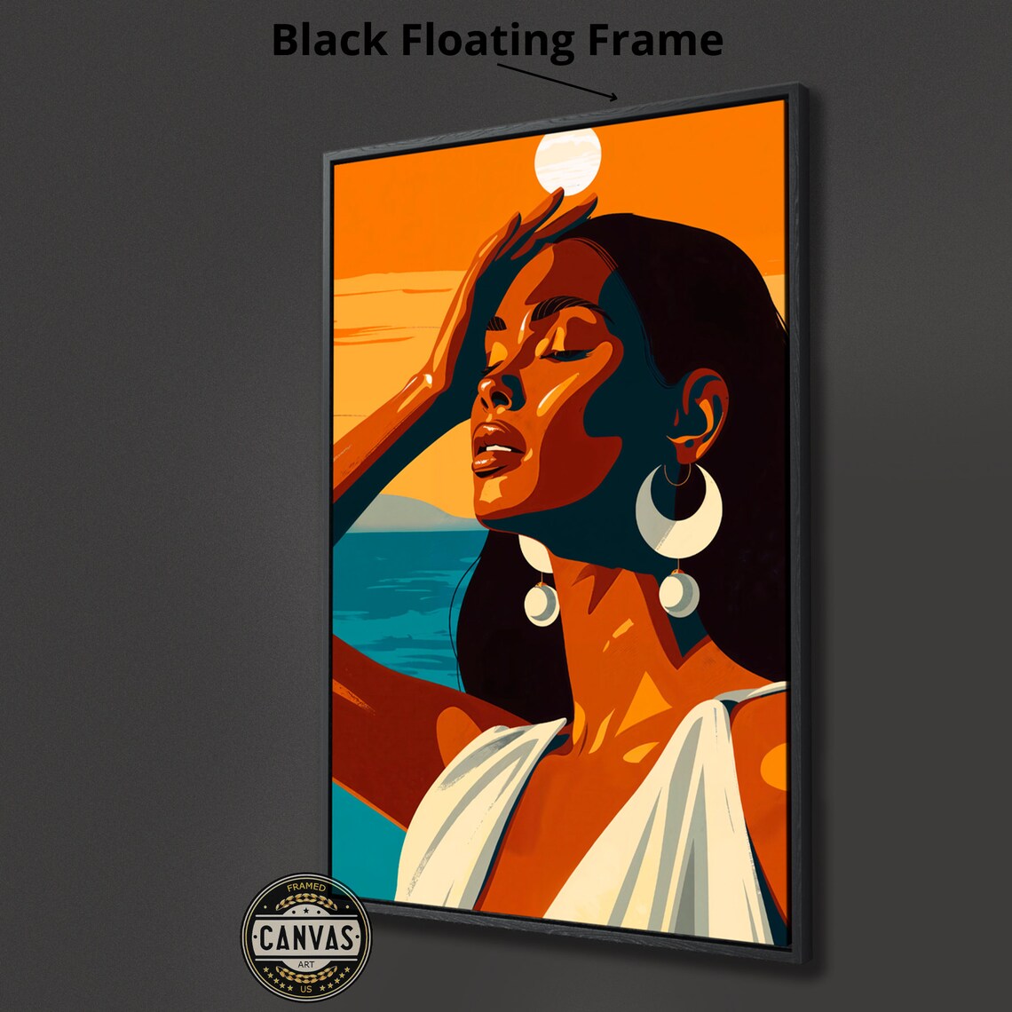 Woman At Sunset Ocean Golden Hour Modern Beach Portrait Art Poster - Image 4