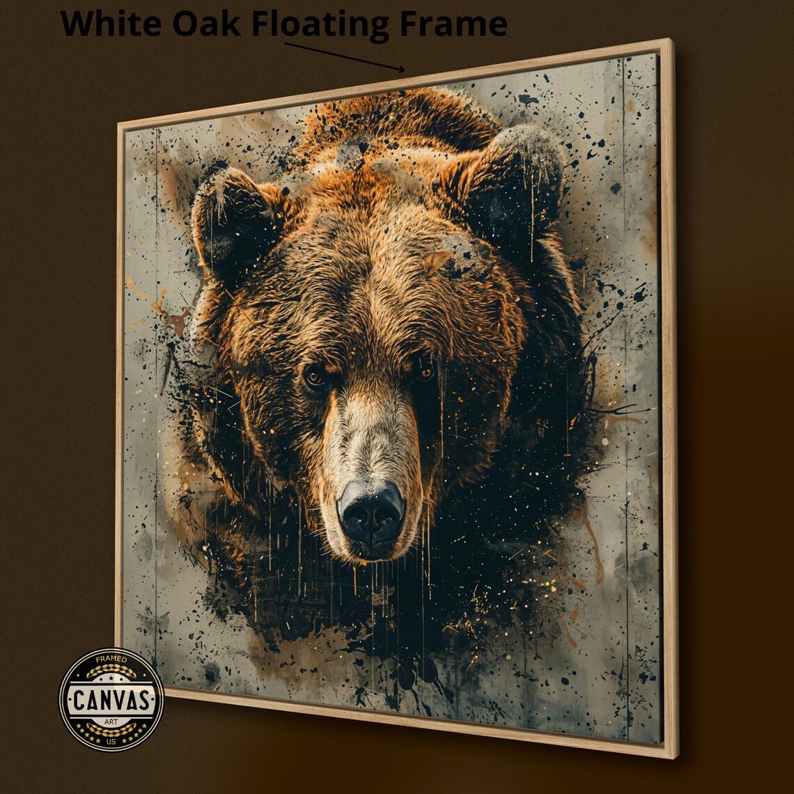 Grizzly Bear Portrait Grunge Splatter Wildlife Face Bold Animal Art Poster - Image 3