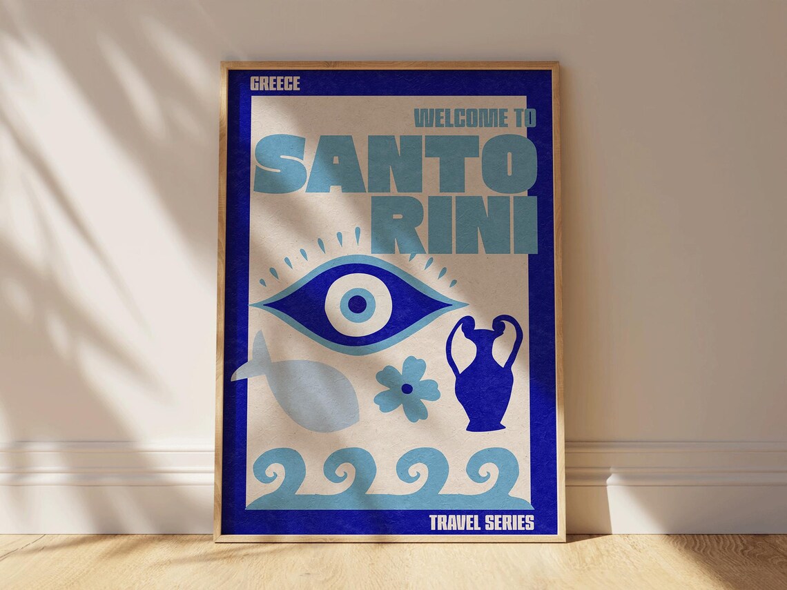 Welcome To Santorini, Greek Island Travel Poster