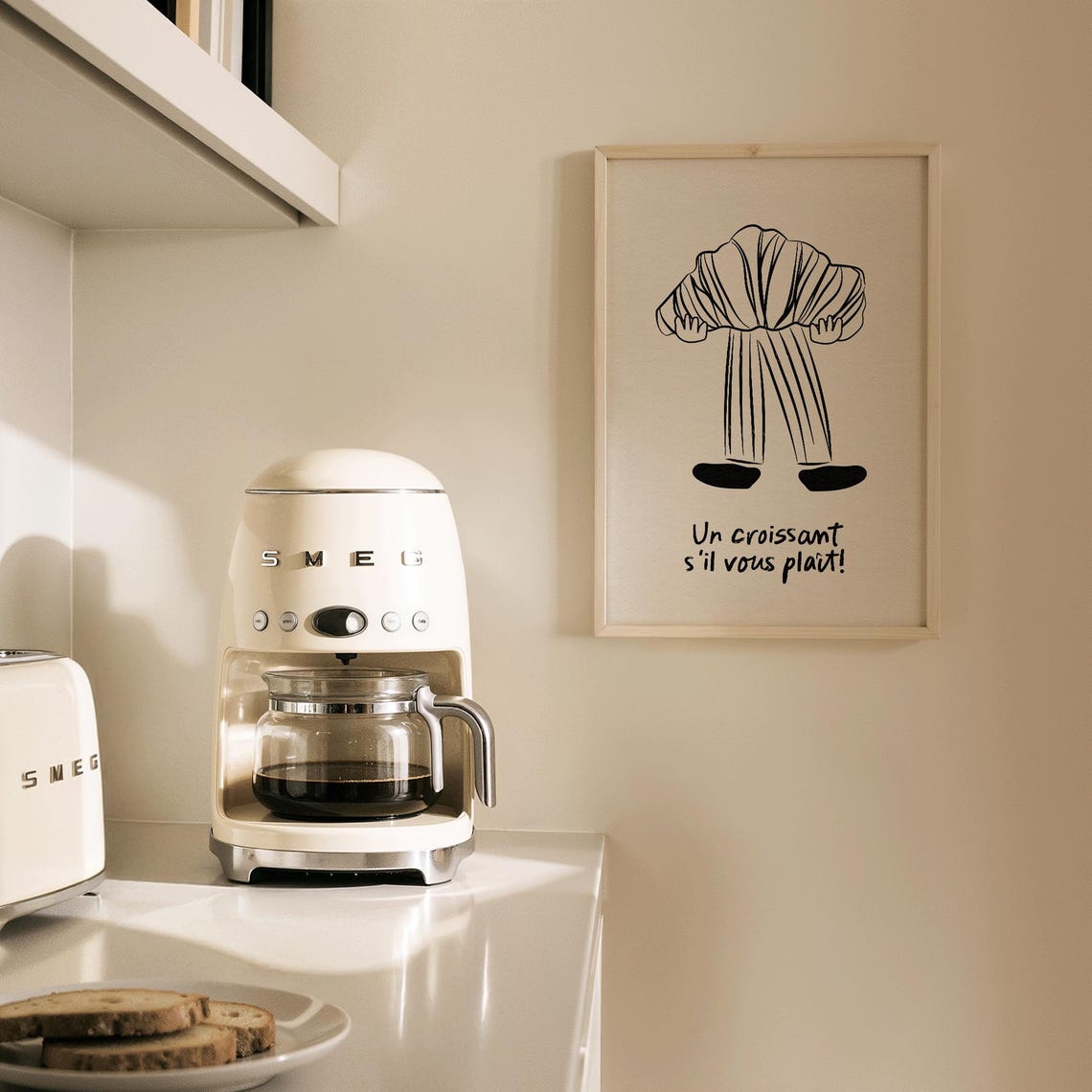 Funny Croissant Poster Print, French Kitchen Doodle - Image 5