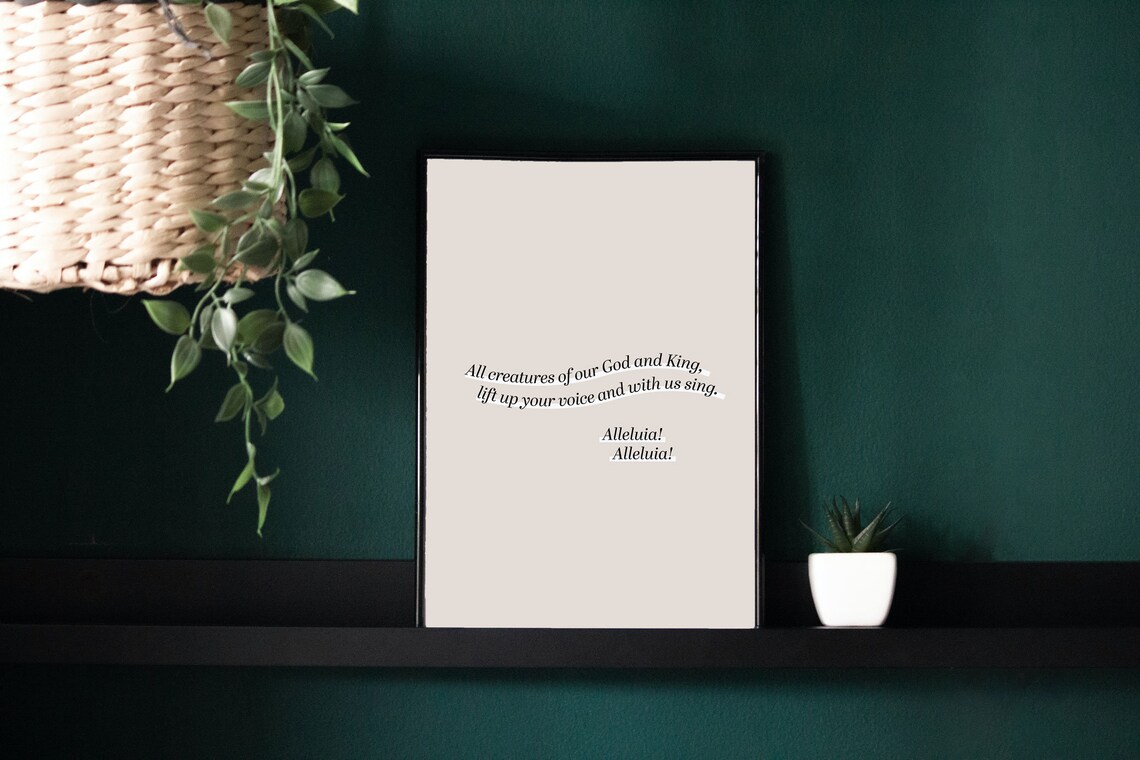 All Creatures Of Our God And King Hymn Lyric Minimalist Christian Poster - Image 3