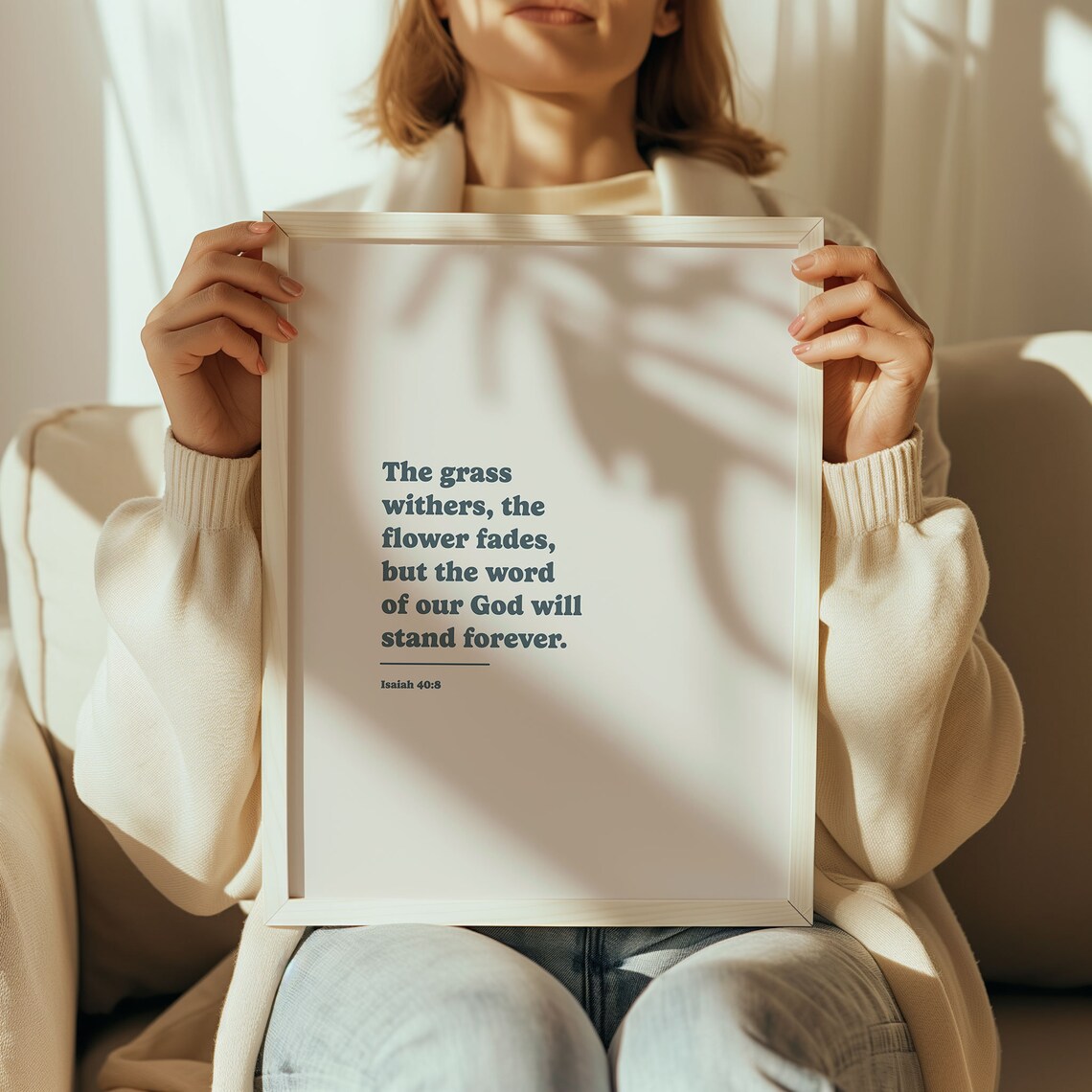 Isaiah 40 8 The Word Of Our God Stands Forever Green Serif Poster - Image 4