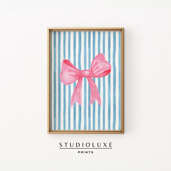 Coquette Room Decor Pink Bow Wall Art Preppy Trendy Apartment Coastal Granddaughter Cute Nursery
