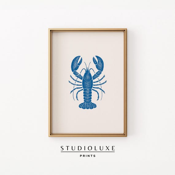 Lobster Nautical Coastal Kitchen Art Print, Vintage