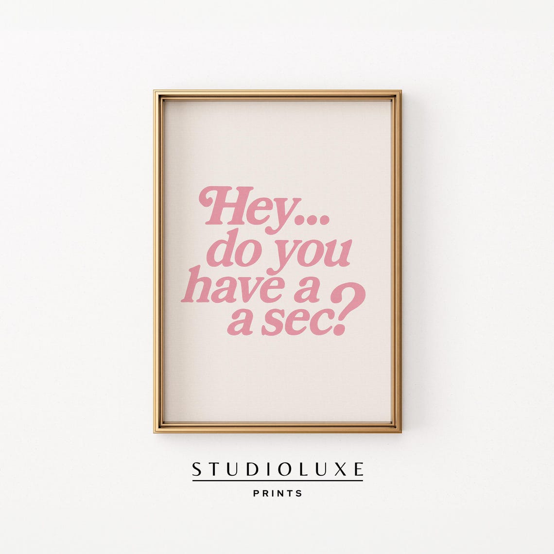 Hey Do You Have a Sec Cheeky Pink Retro Script Typography Quote Poster