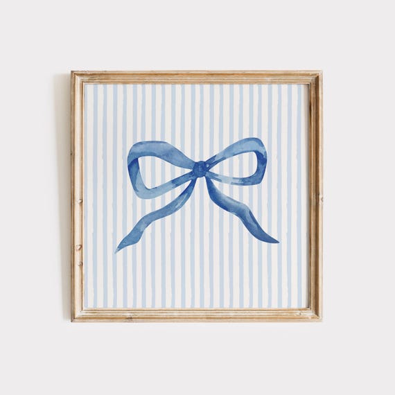 Blue Bow Wall Art Coquette Room Decor Preppy Trendy Apartment Coastal Granddaughter Cute Nursery