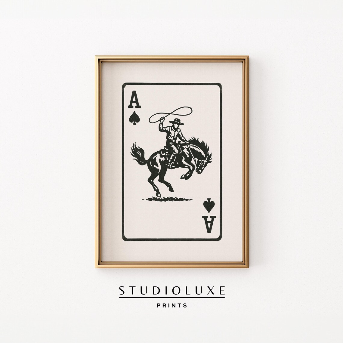 Ace of Spades Cowboy Rodeo Roping Playing Card Western Poster