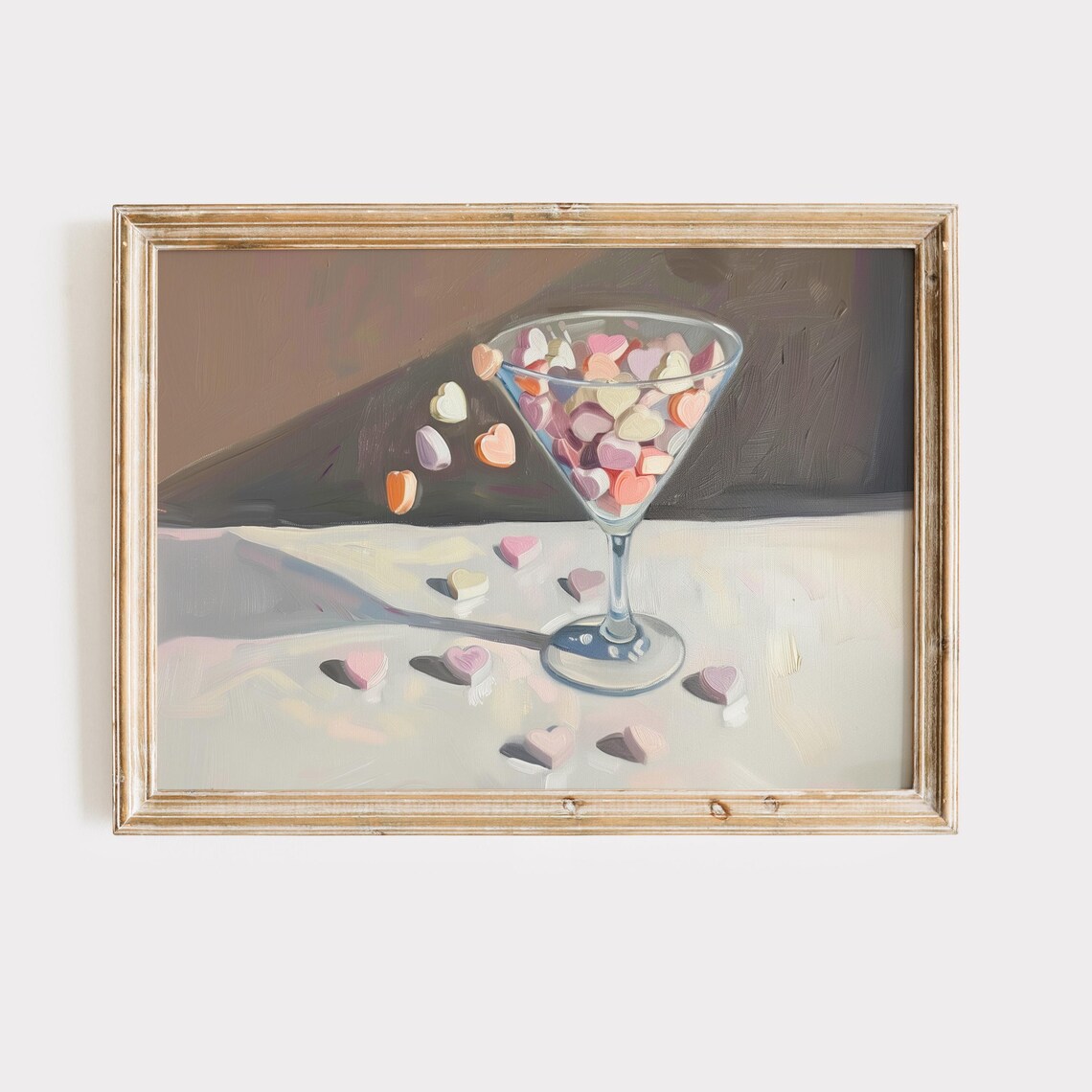 Martini Glass Spilling Heart Candies Valentine Kitchen Poster