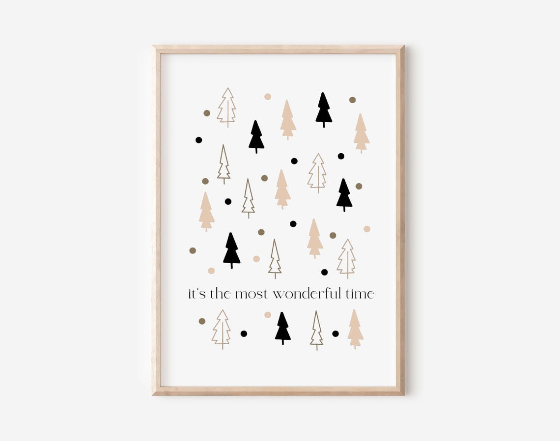 Minimalist It's the Most Wonderful Time Christmas Tree Pattern Poster