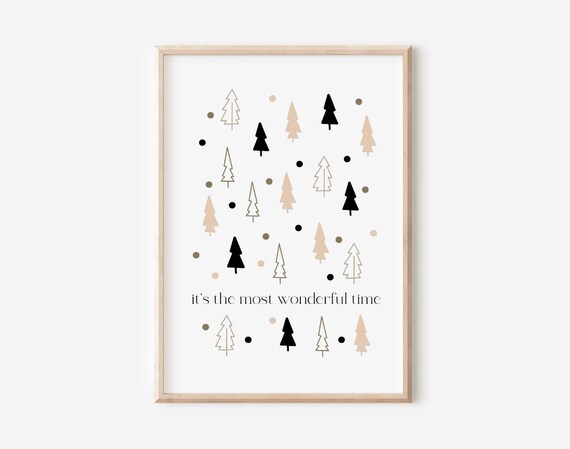 Minimalist It's the Most Wonderful Time Christmas Tree Pattern Poster