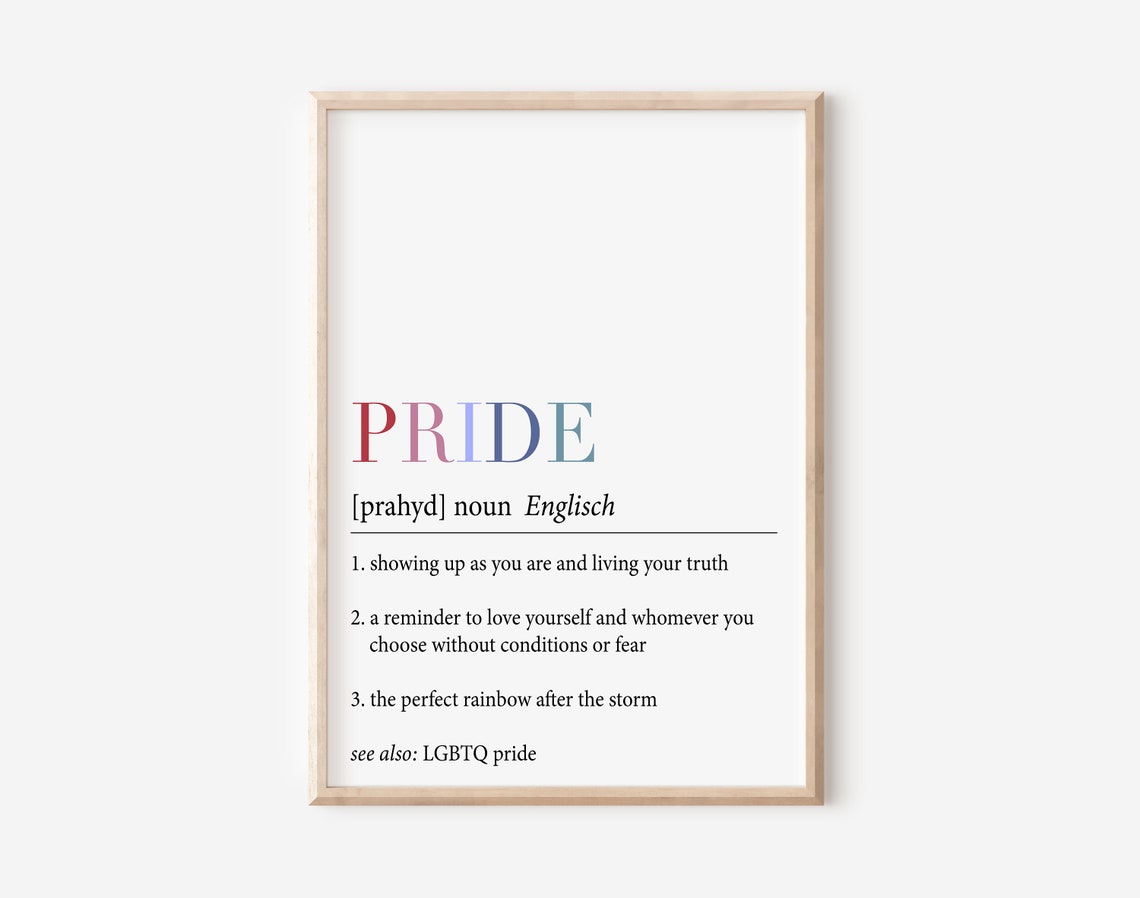 Pride Rainbow Lettering LGBTQ Dictionary Definition Meaning Poster