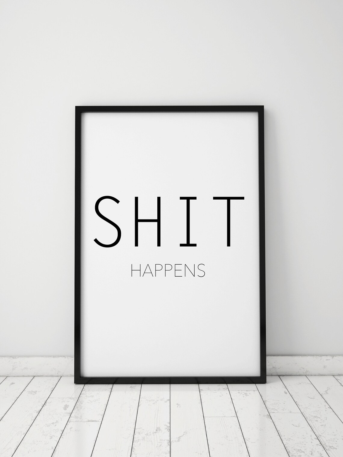Shit Happens Bold Minimalist Typography Humor Bathroom Poster - Image 2