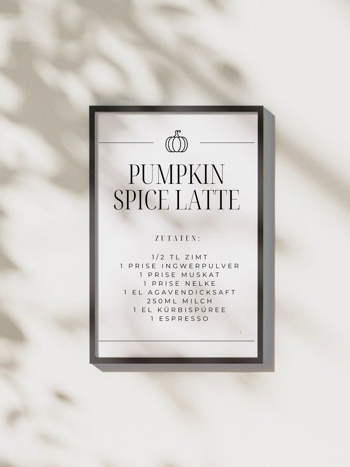 Pumpkin Spice Latte German Recipe Kitchen Fall Coffee Drink Poster - Image 3