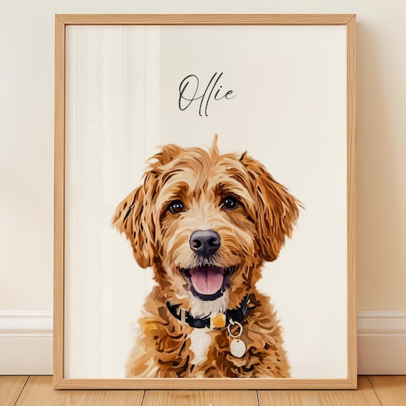 Custom Pet Portraits Using Photo Personalized Dog Cat Art Drawing Poster