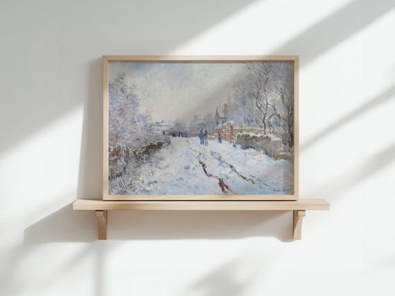 Monet Snow At Argenteuil Vintage Painting Winter Wall Art