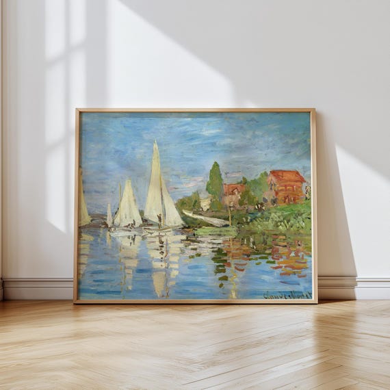 Monet Regattas At Argenteuil Print Vintage Coastal Art