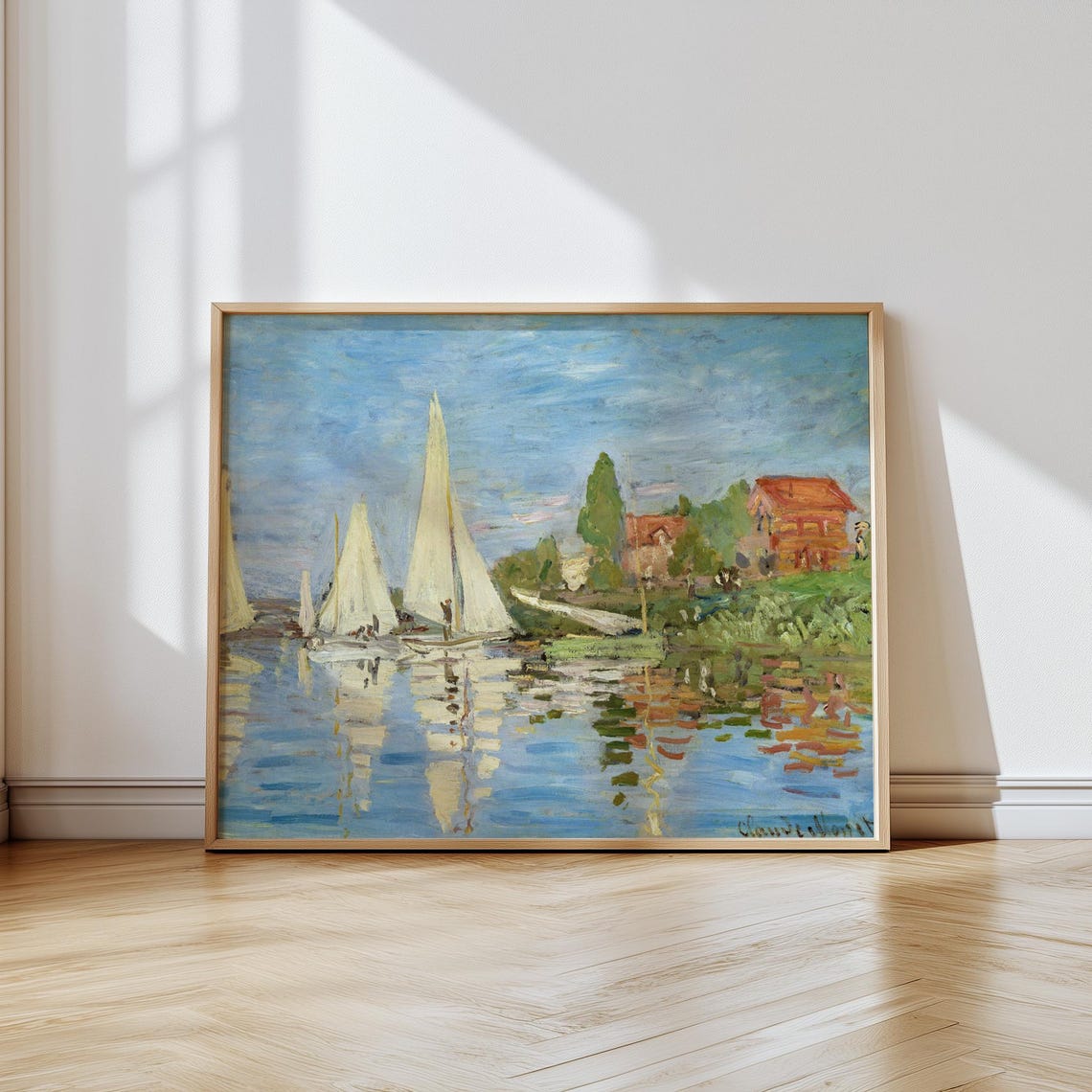 Claude Monet Regattas At Argenteuil Sailboats River Scene Art Poster