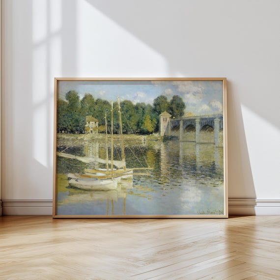 Monets Argenteuil Bridge Vintage Landscape Art Print
