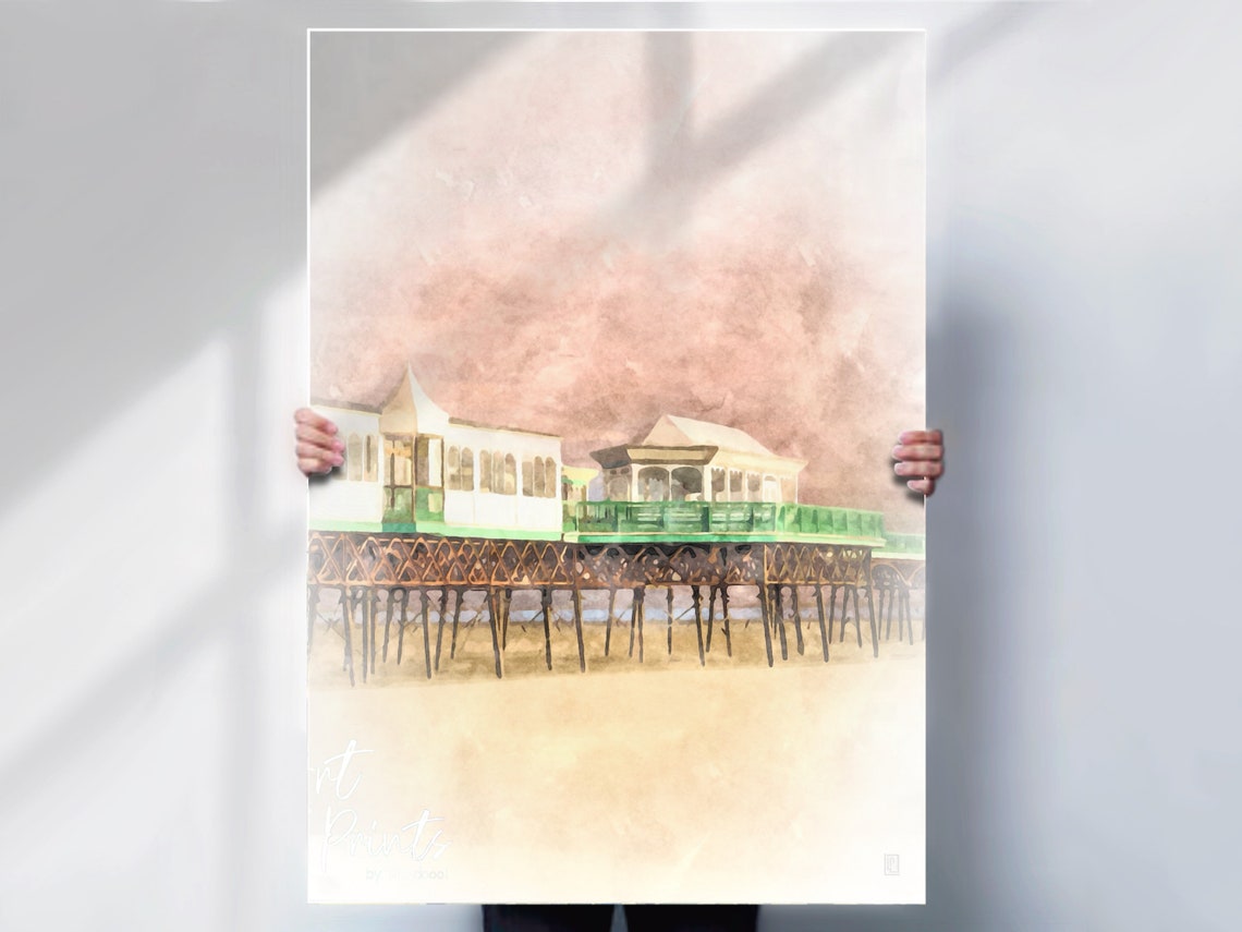 Lytham St Annes Pier Fylde Coast Pastel Watercolor Seaside Poster