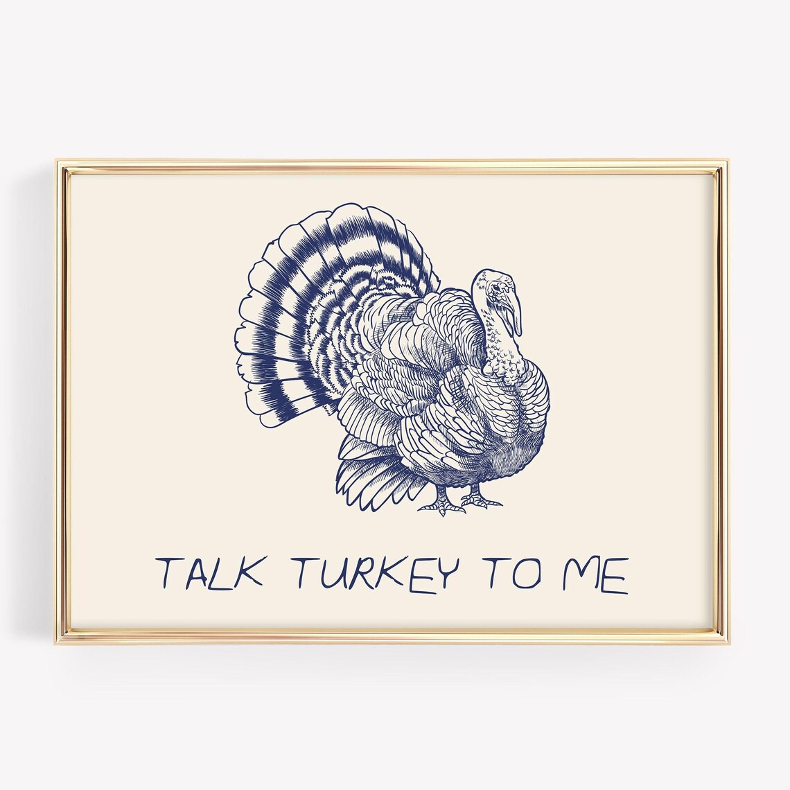 Talk Turkey To Me Thanksgiving Turkey Line Art Vintage Kitchen Poster