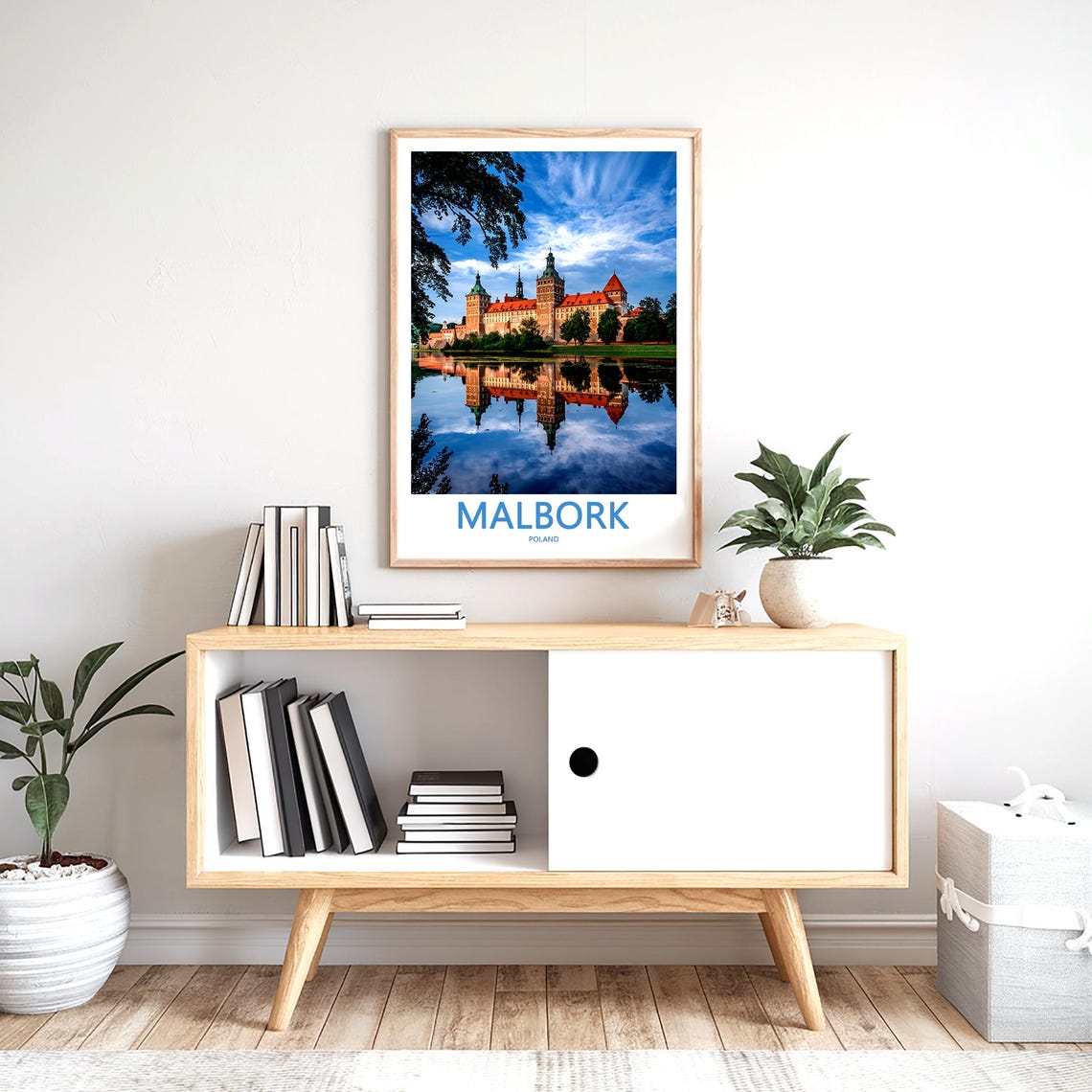 Malbork Poland Brick Castle Reflected in Still Water Daytime Poster - Image 2