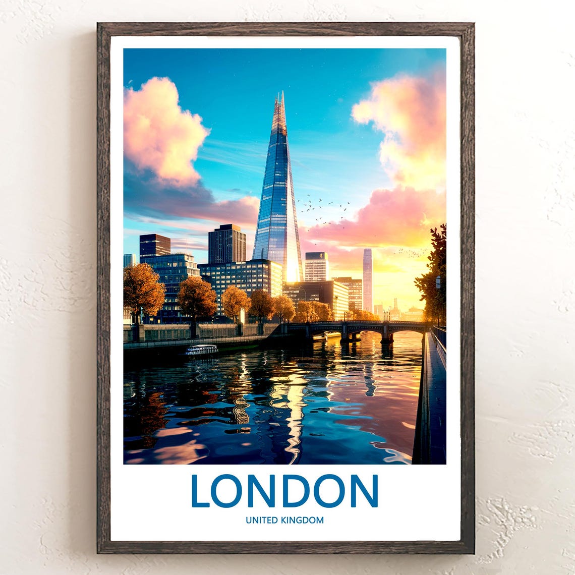 The Shard Reflected in the Thames During a Sunset Skyline Poster