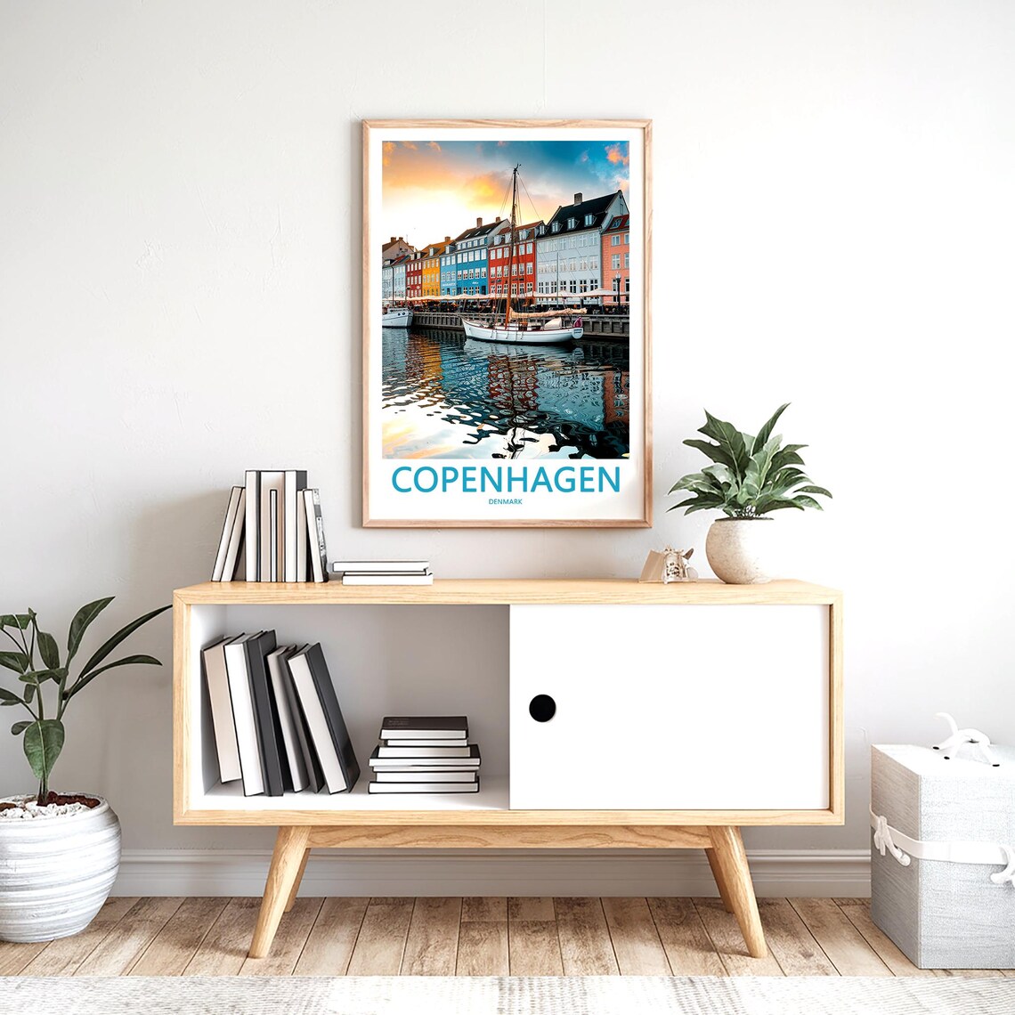 Copenhagen Nyhavn Sunset Sailboat Colorful Quay Denmark Travel Poster - Image 2