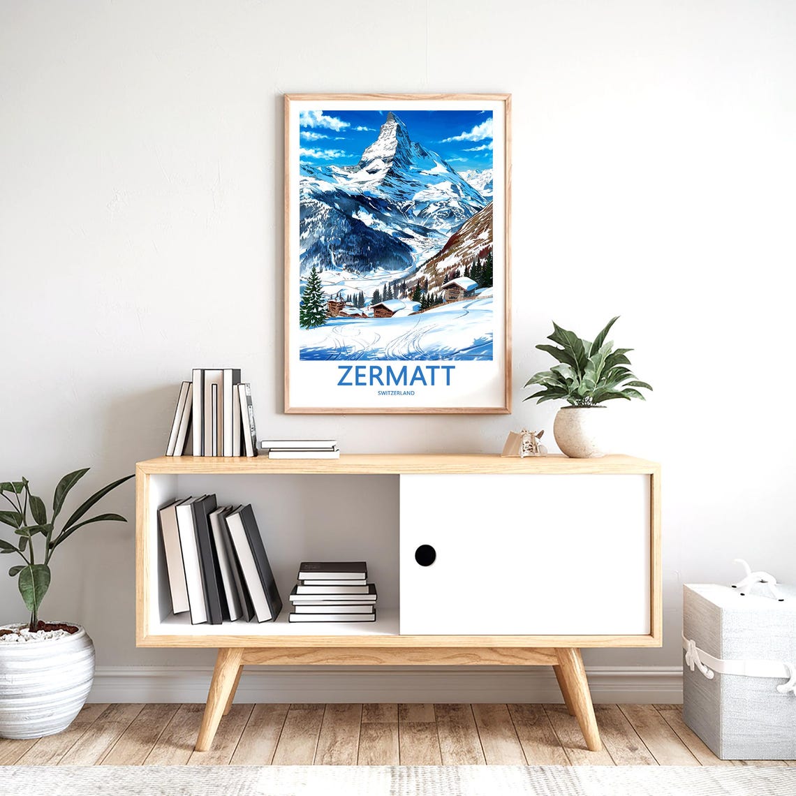 Zermatt Matterhorn Towering Above Charming Snowy Alpine Village Poster - Image 2