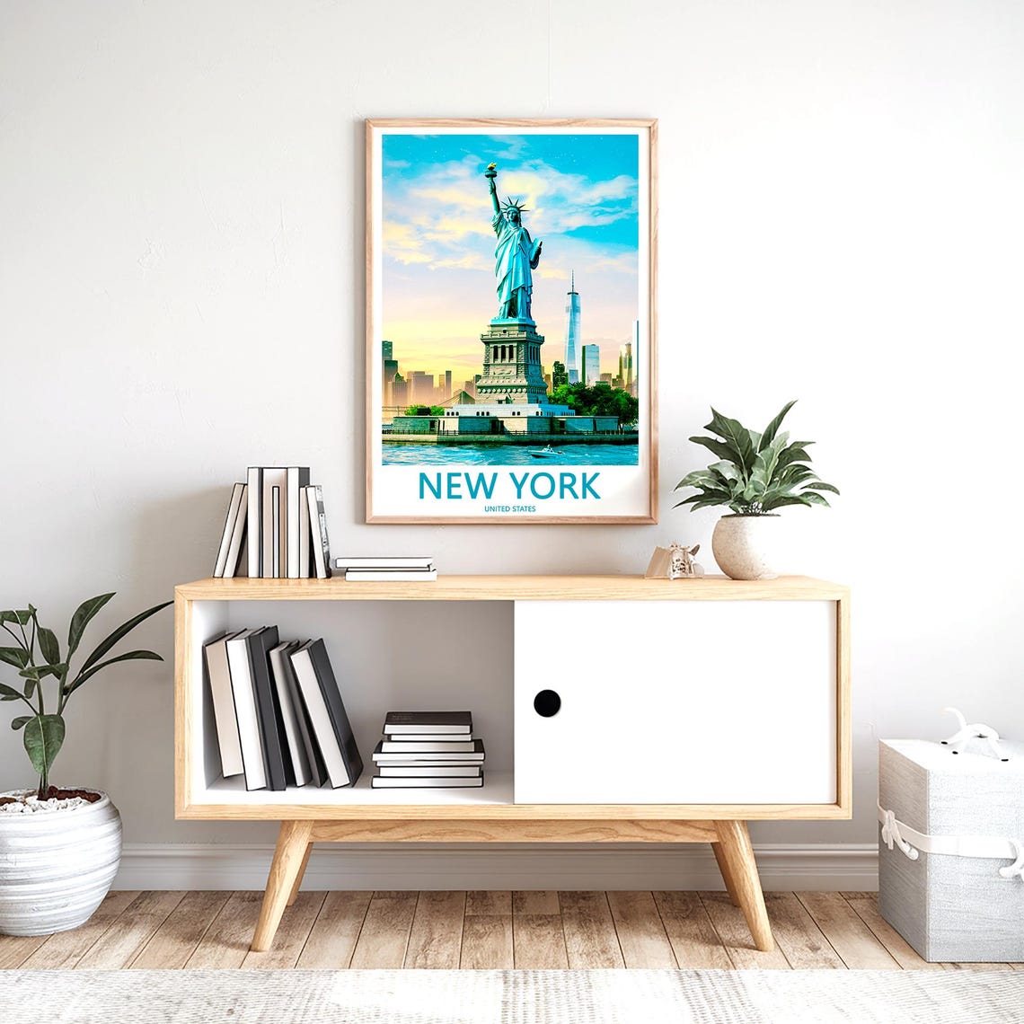 Statue of Liberty at Sunset with One World Trade Center Poster - Image 2