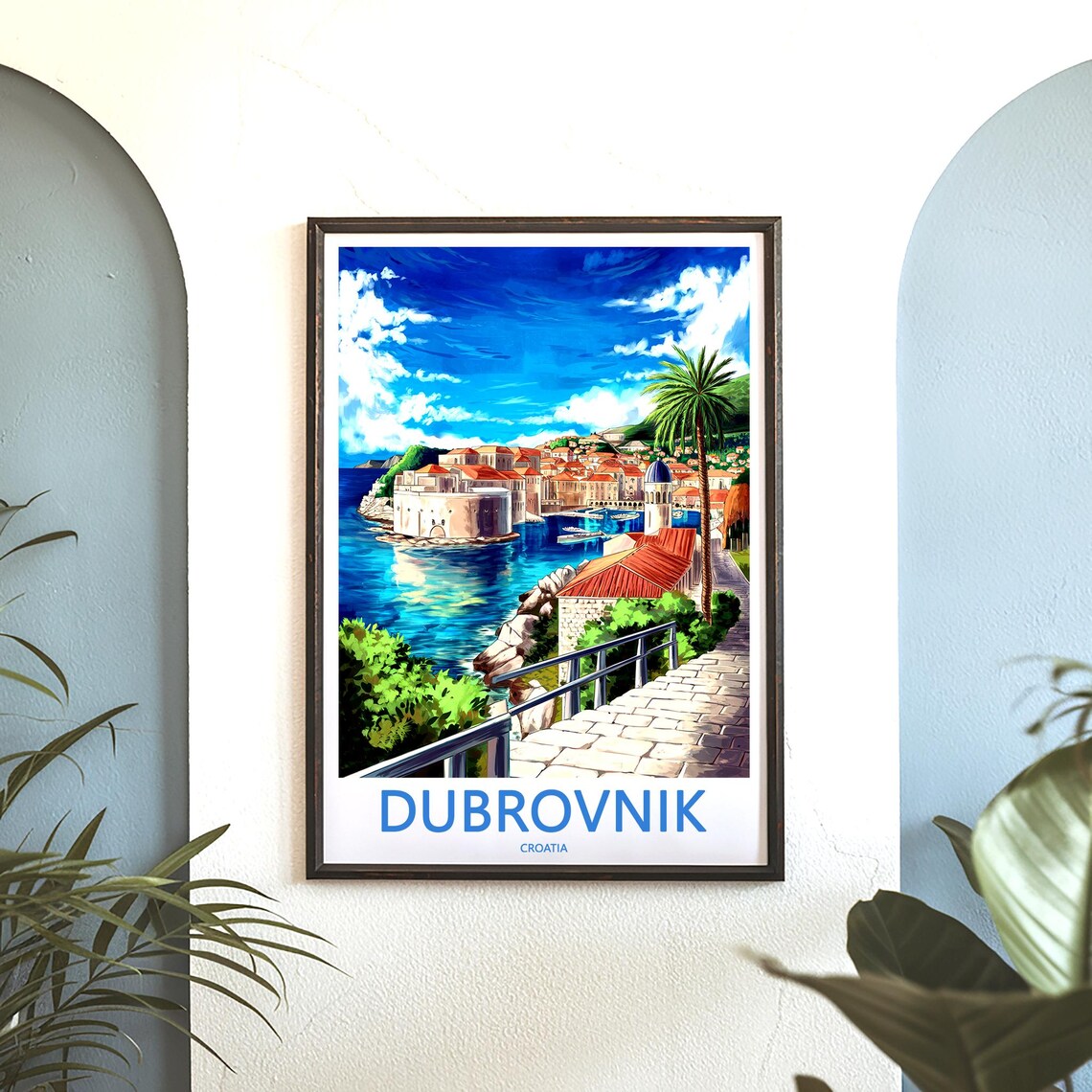 Dubrovnik Croatia Stone Walkway to Round Fort Above the Harbor Poster - Image 3