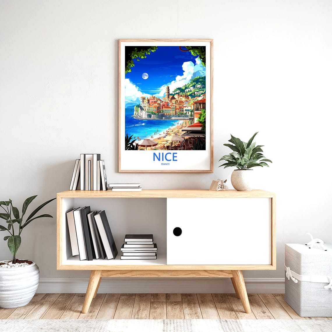 Nice France Cliff Point Town Moonlit Bay Travel Decor Poster - Image 2
