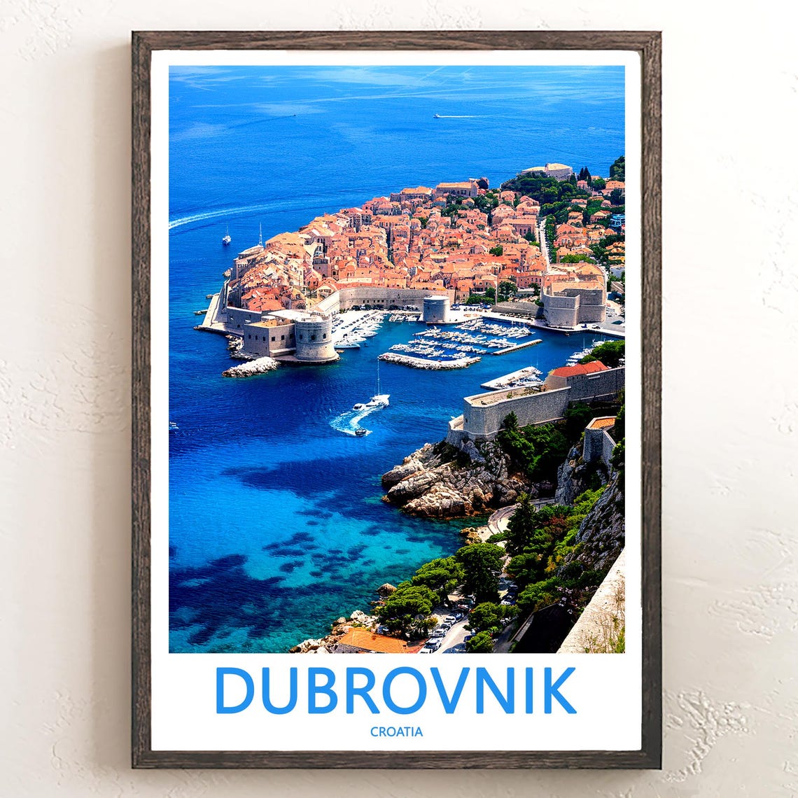 Dubrovnik Croatia Old Town Aerial Panorama Deep Blue Sea Poster