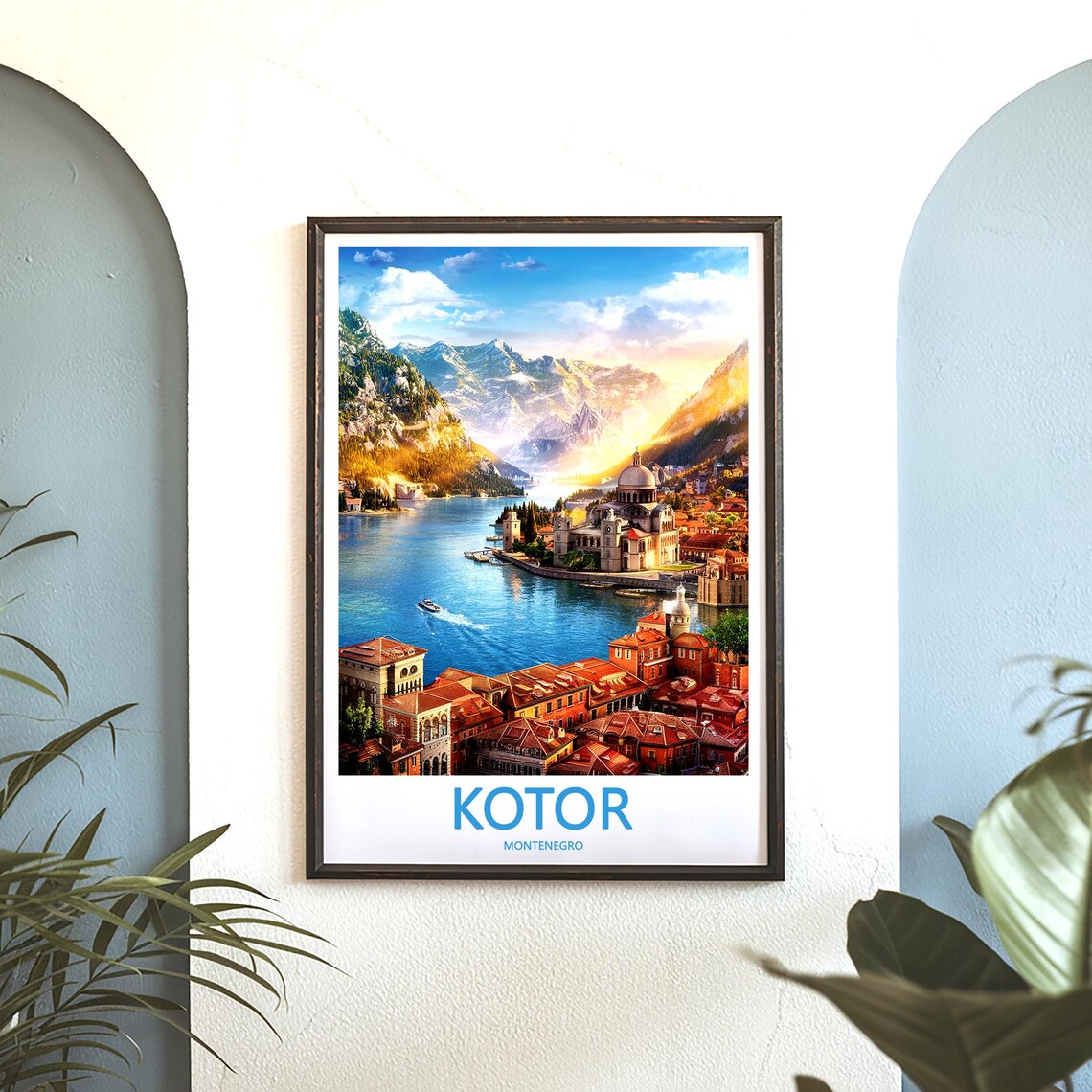 Kotor Montenegro Golden Sunset Bay Old Town View Travel Poster - Image 3