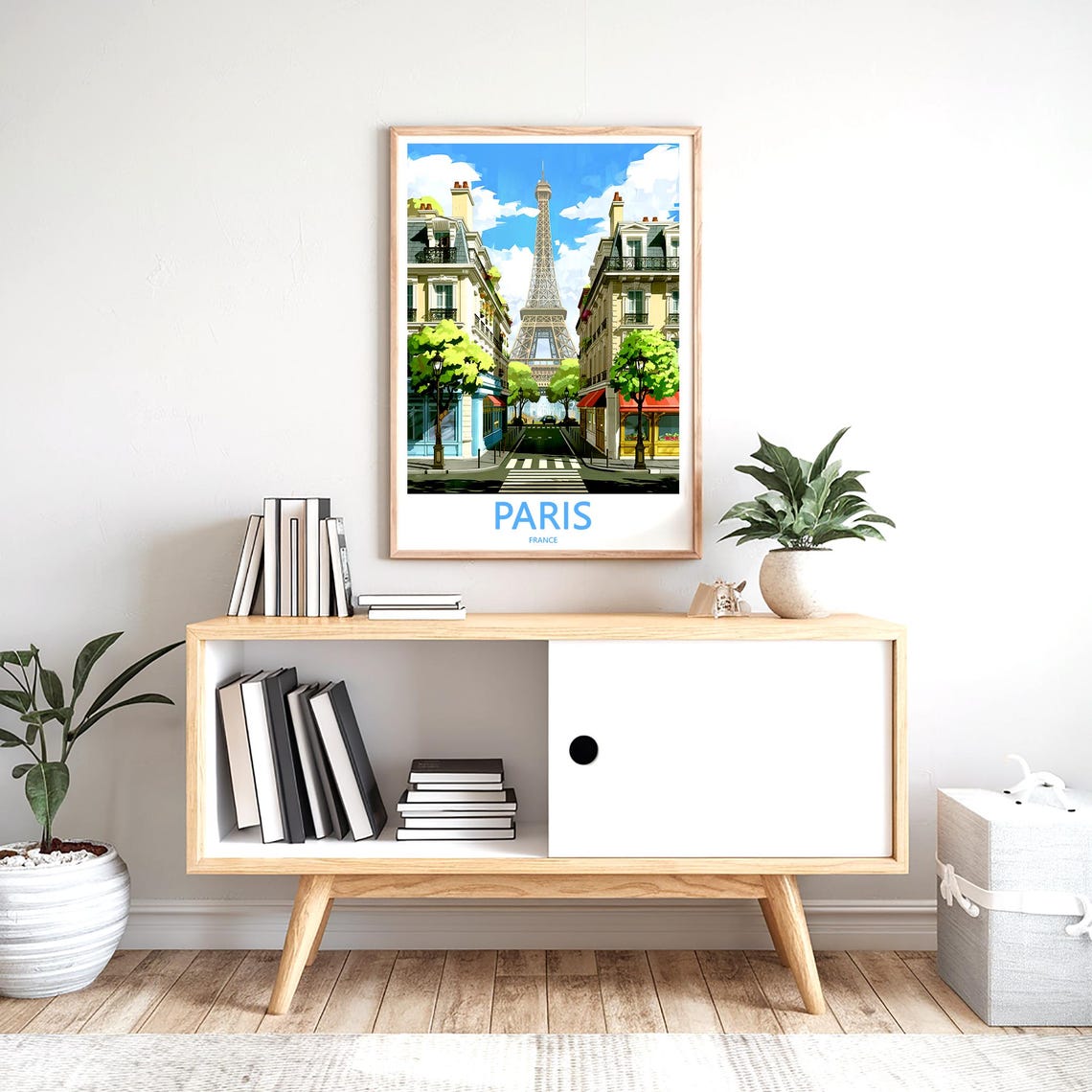 Paris Eiffel Tower Street With Charming Cafe Storefronts Art Poster - Image 2