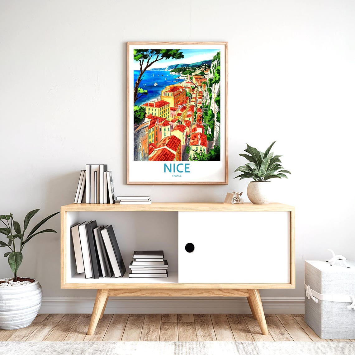 Nice France Cliffside Old Town Red Roofs Travel Decor Poster - Image 2