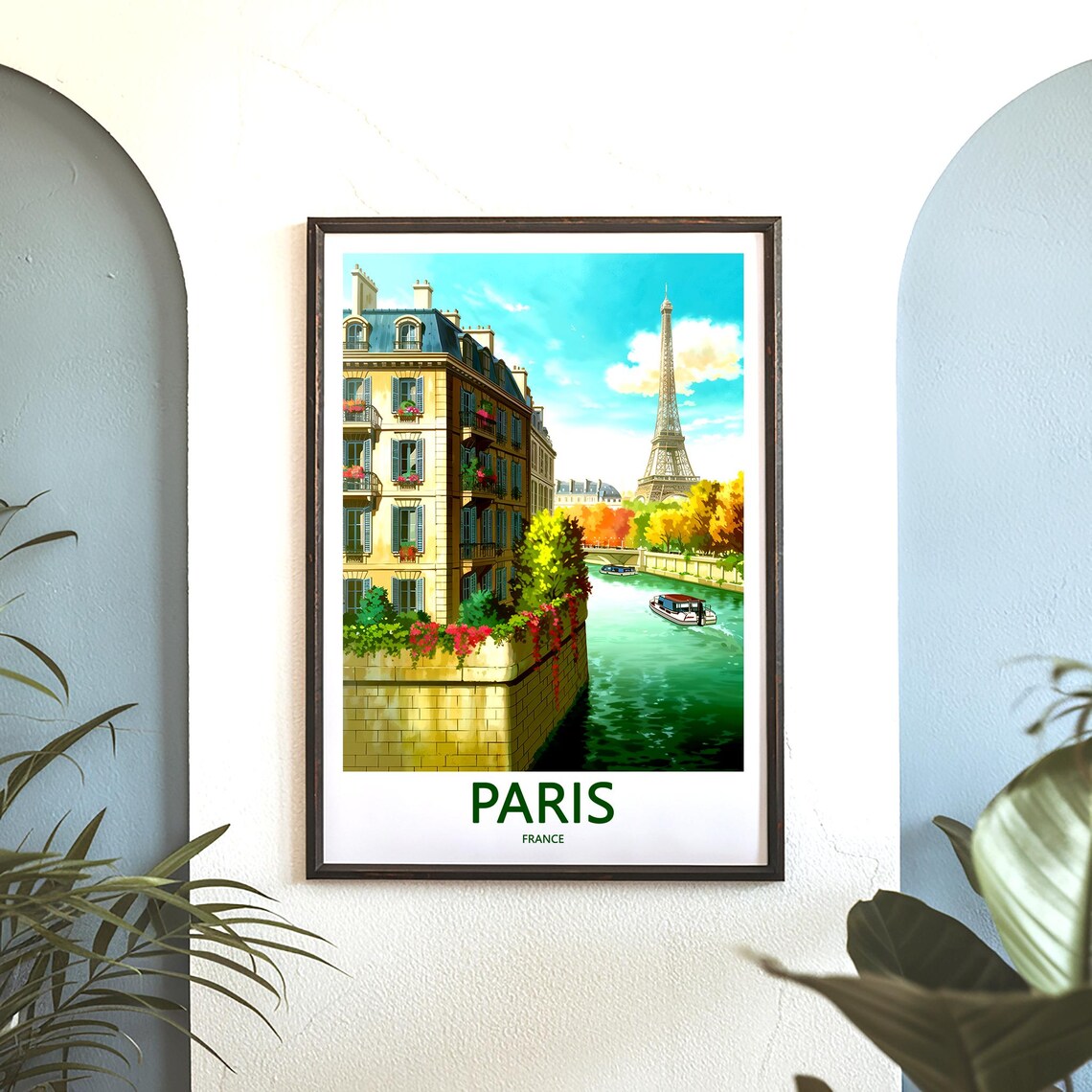 Eiffel Tower Seine Tour Boats Flower Box Building Paris France Poster - Image 3