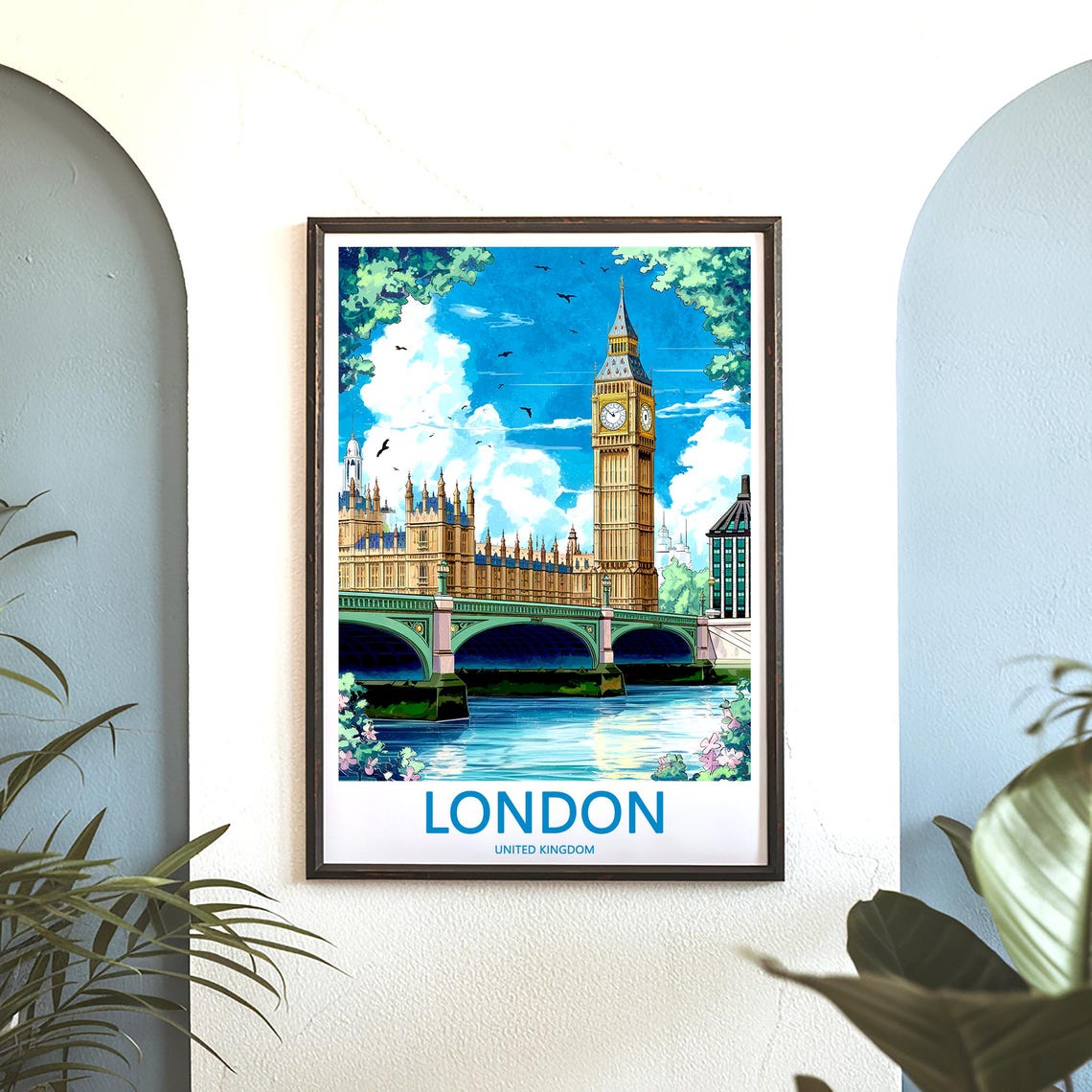 London Big Ben Westminster Bridge Spring Riverside View Poster - Image 3