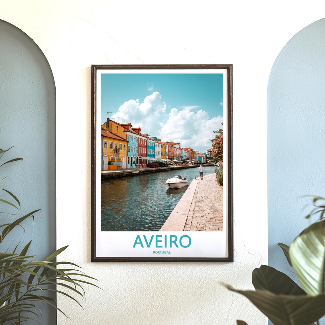 Aveiro Portugal Sunny Canal Colorful Row Houses Travel Poster - Image 3