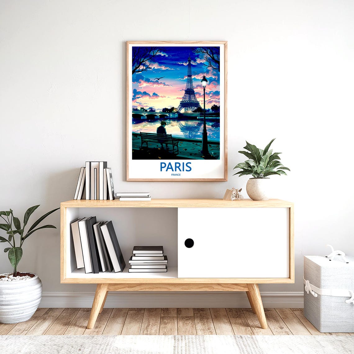 Paris Eiffel Tower Sparkling Night Scene Over the Seine Poster - Image 2