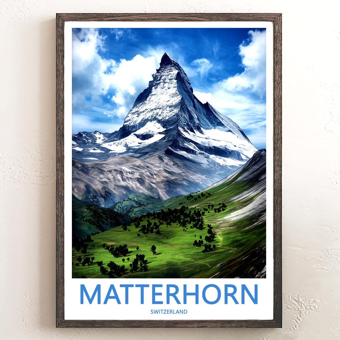 Matterhorn Summer View Green Valley Switzerland Decor Poster